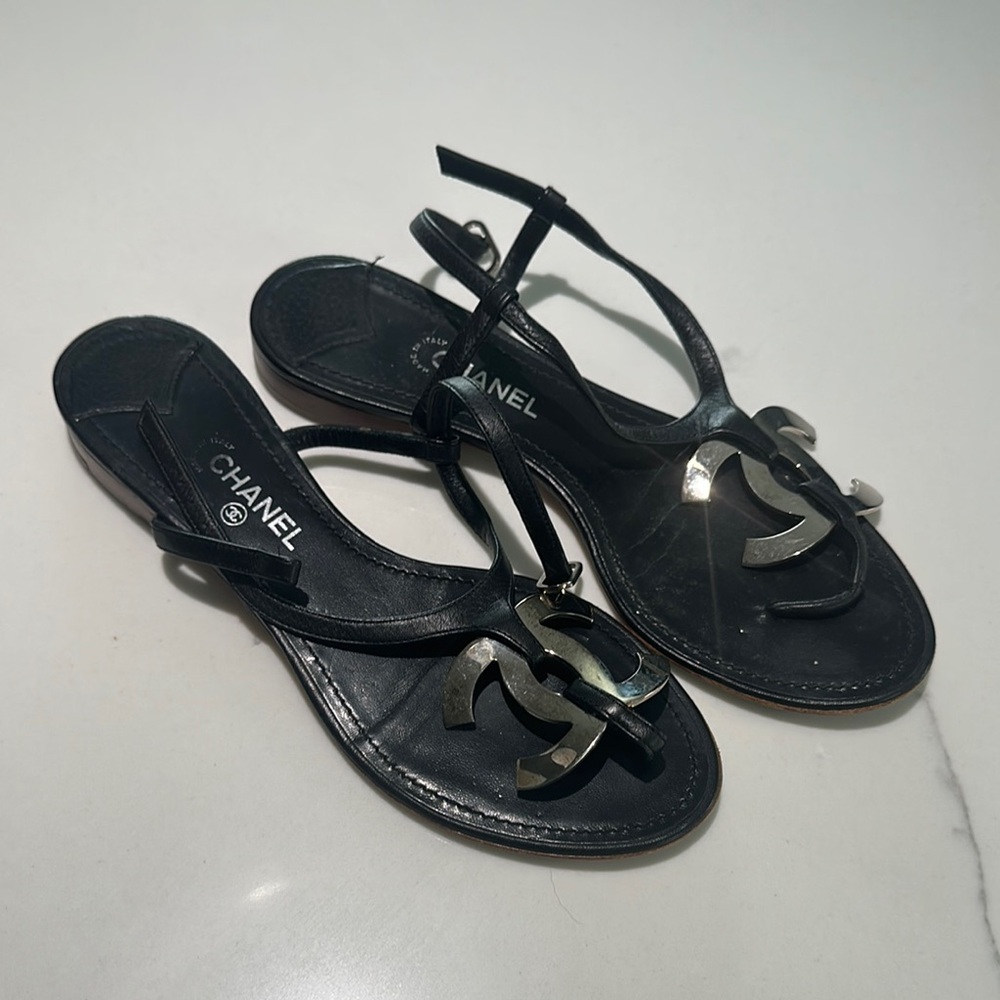 Chanel Black Sandals